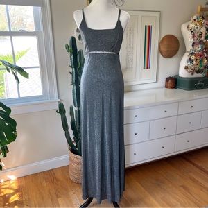 Vintage 90s Jump Apparel Co by Wendye Chaitin Silver Sparkly Evening Dress 9/10